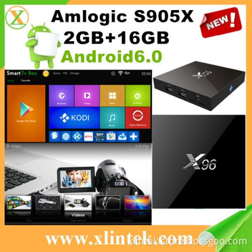 X96 2G 16G Android 6.0 Marshmallow TV Box Amlogic S905X Quad Core 4p Kodi 16.1 Pre-installed Bluetooth H.265 4K HD Dual Wifi VS